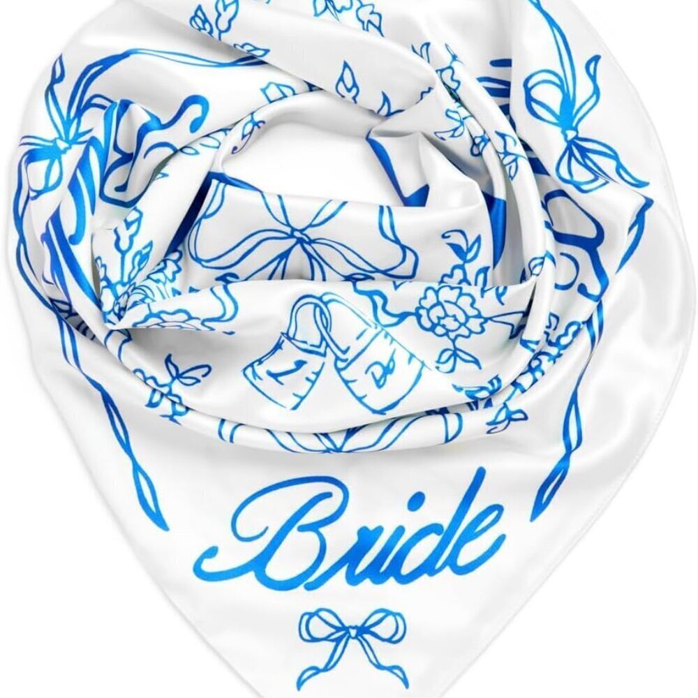 Bride Head Scarf White 27x27 Bridal Bachelorette Bachelorette Party Gift